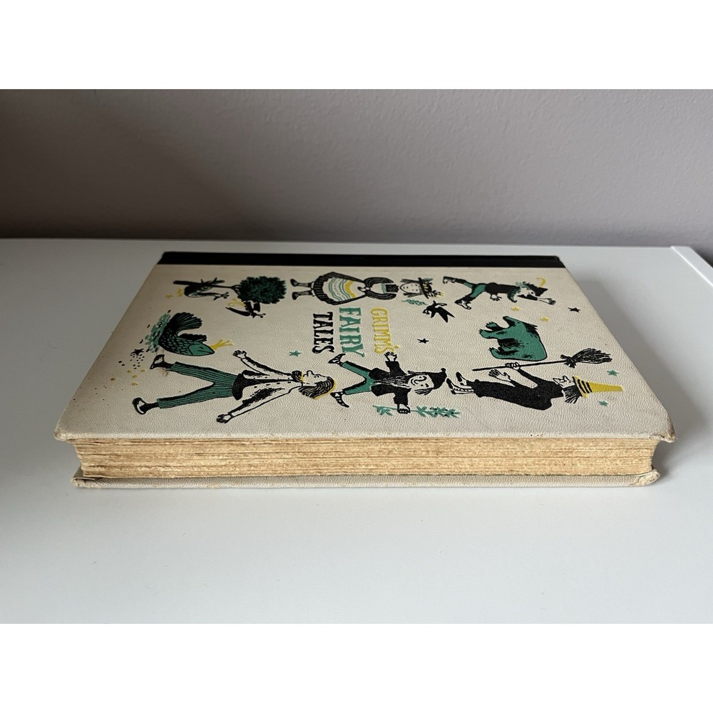 Vintage Hardcover Book Home Decor Prop Set Staging Green Grimm's Fairy Tales USA - Picture 4 of 9